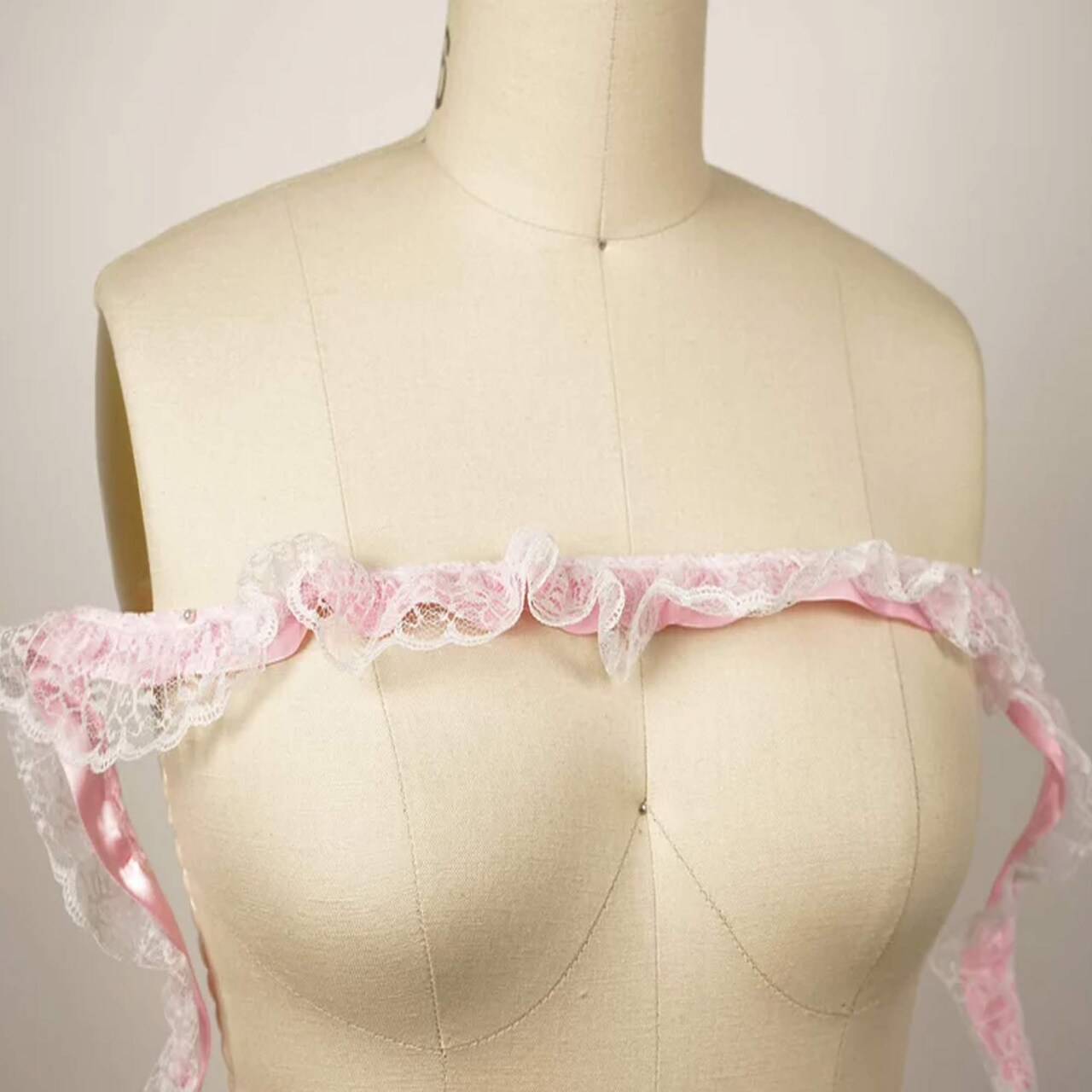 2 Yards Baby Pink Ruffle Satin Trim Polyester Lace Overlay Perfect For Garments